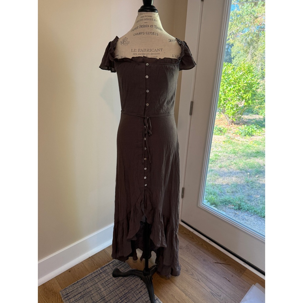Wishlist Apparel Women's Brown High-Low Maxi Dress Size M‎